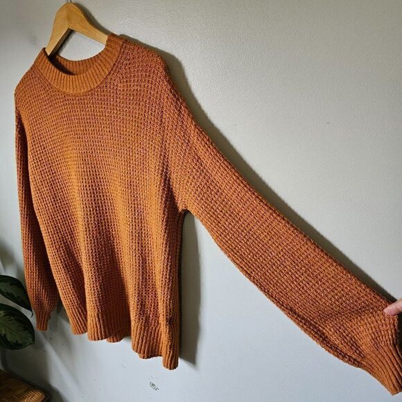 EUC AMERICAN EAGLE OUTFITTERS CAMEL WAFFLE KNIT CREW NECK PULLOVER SWEATER XS - Picture 3 of 13